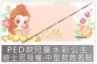 PED款兒童水彩公主迪士尼授權-中型款姓名貼紙